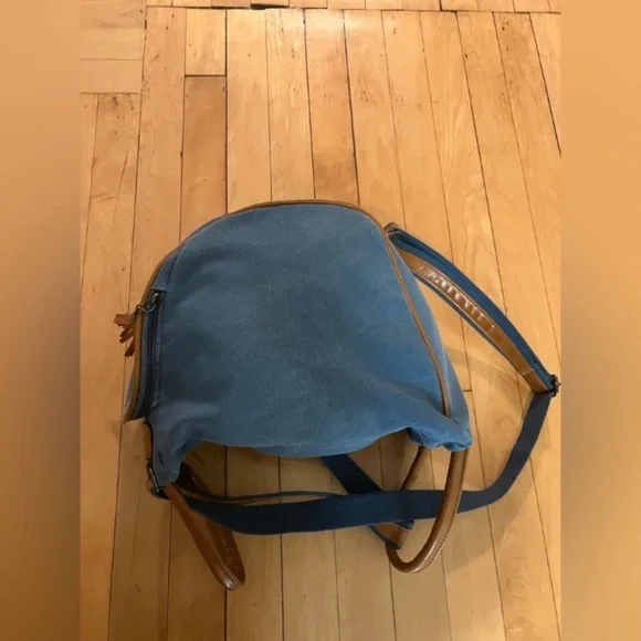 Oris Blue Canvas Brown Leather Jet Setter Bag - Picture 9 of 12